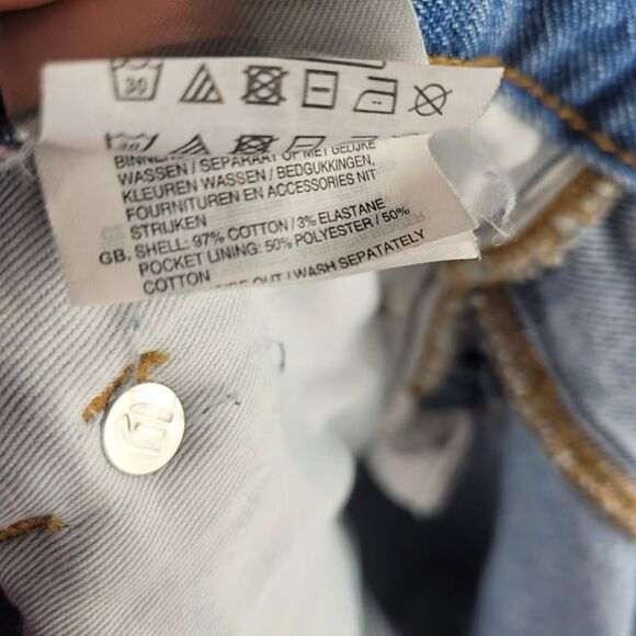 G-Star Raw Size 29x32 3301 Jeans Distressed Flare Bootcut Embroidered Light Blue - Picture 11 of 12